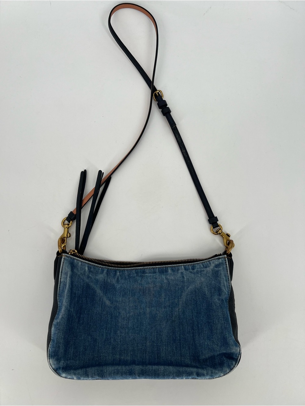 Coach Denim Sutton Bag Crossbody Pebble Leather Navy Blue - Picture 7 of 14
